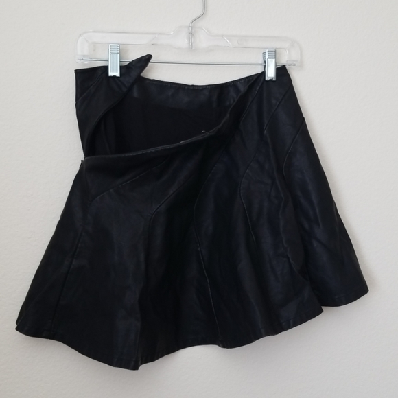 Faux Leather Free People Black Mini Skirt - Picture 4 of 5